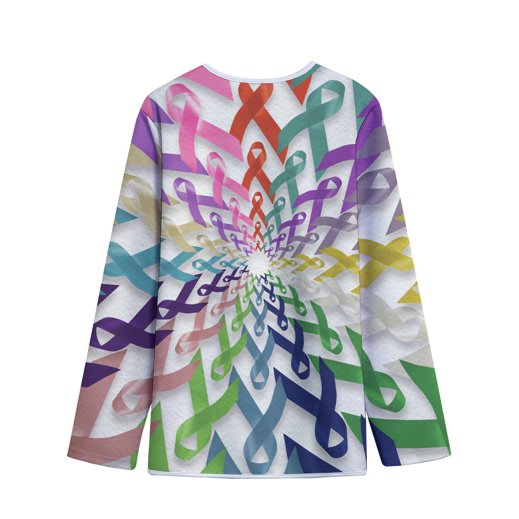 All Cancer Awareness Mandala Print Long Sleeve Short Coat