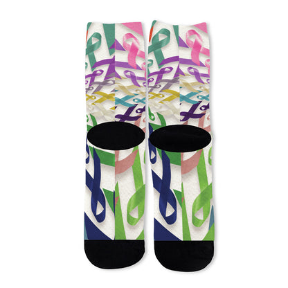 All Cancer Awareness Mandala Print Long Socks