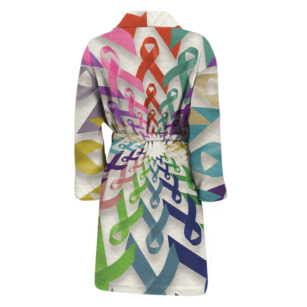 All Cancer Awareness Mandala Print Men's Bathrobe