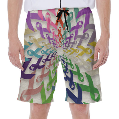 All Cancer Awareness Mandala Print Men's Beach Shorts