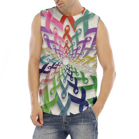 All Cancer Awareness Mandala Print Men's Fitness Tank Top