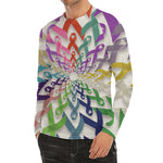 All Cancer Awareness Mandala Print Men's Long Sleeve Rash Guard
