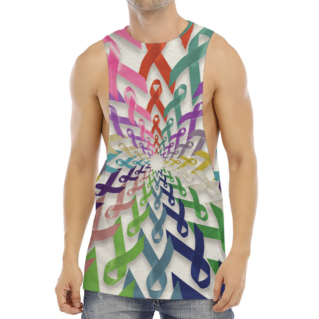All Cancer Awareness Mandala Print Men's Muscle Tank Top
