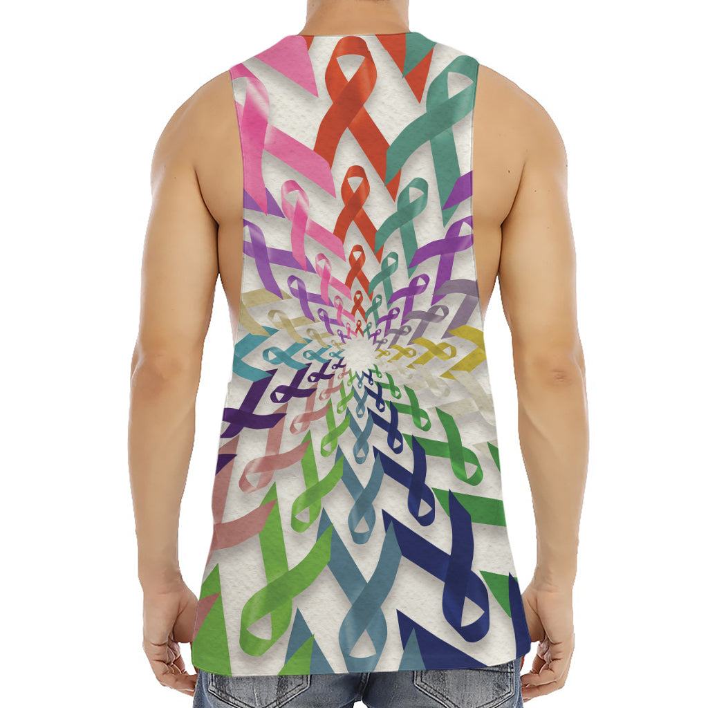 All Cancer Awareness Mandala Print Men's Muscle Tank Top