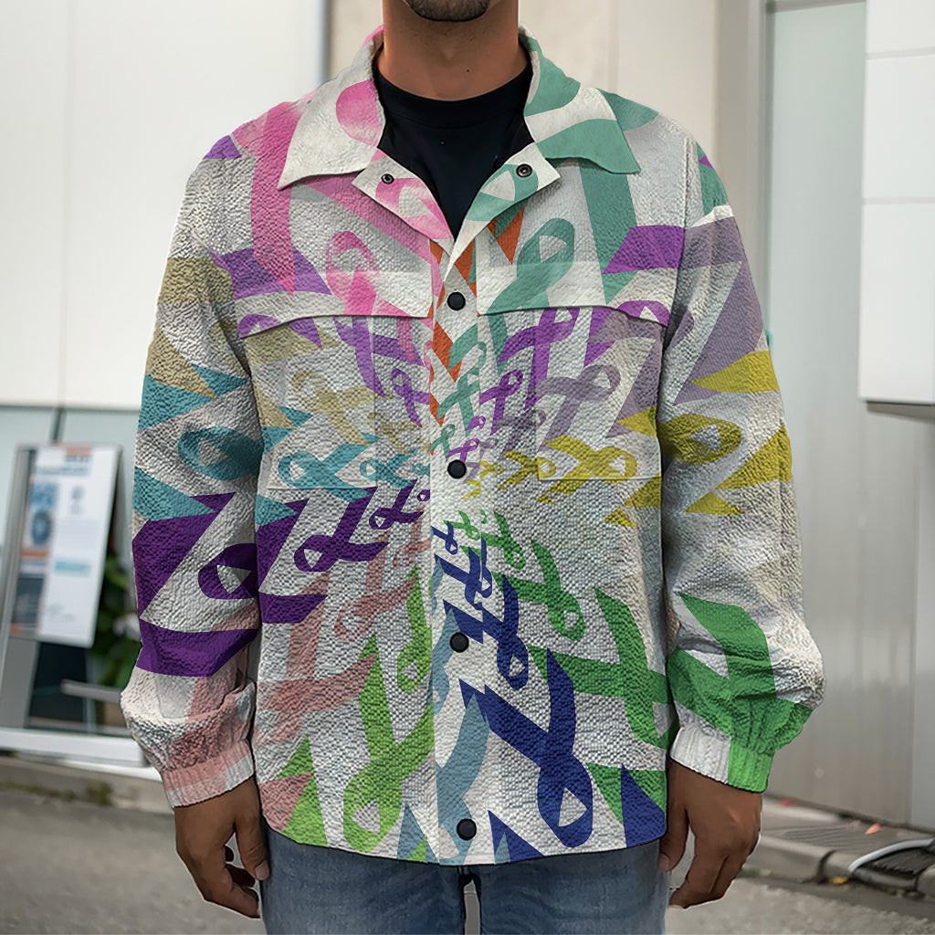 All Cancer Awareness Mandala Print Men's Shirt Jacket