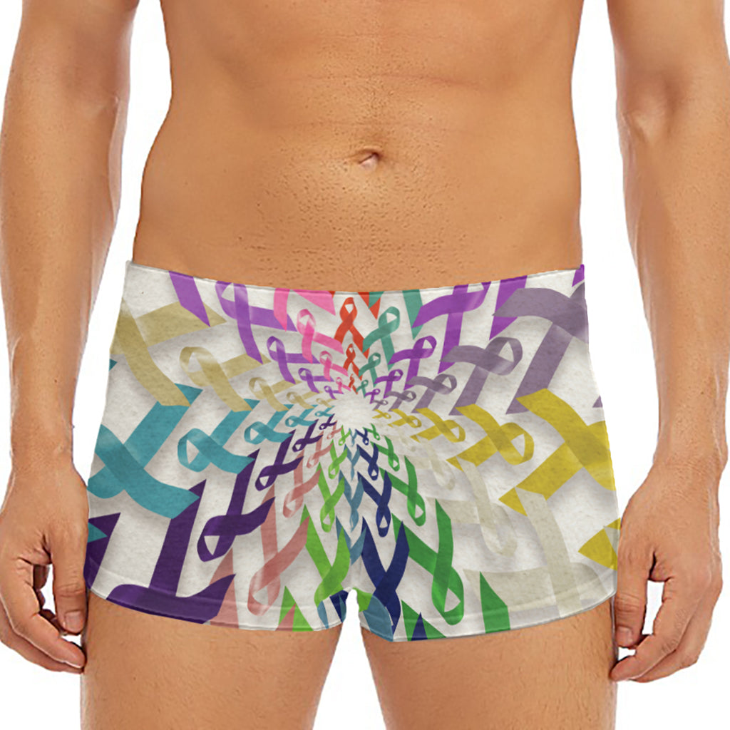 All Cancer Awareness Mandala Print Men's Short Boxer Briefs