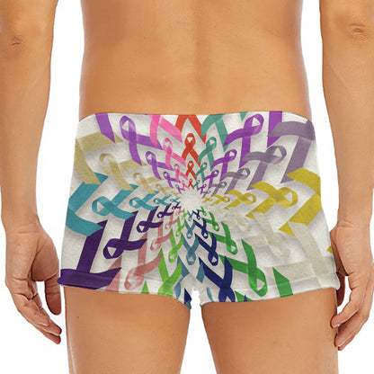 All Cancer Awareness Mandala Print Men's Short Boxer Briefs