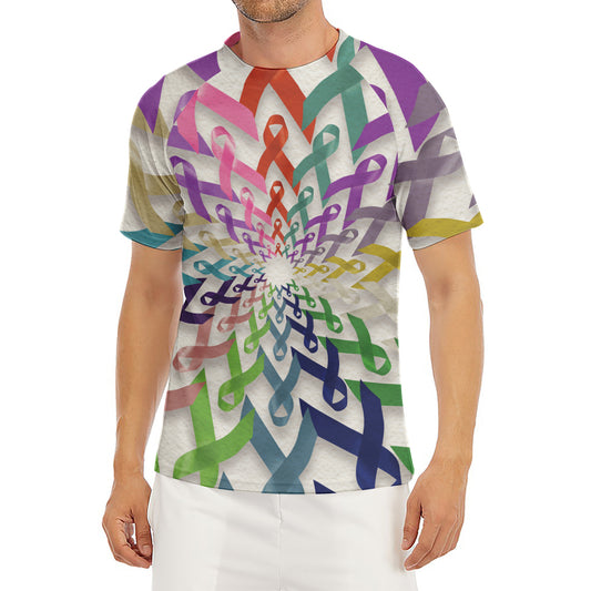 All Cancer Awareness Mandala Print Men's Short Sleeve Rash Guard