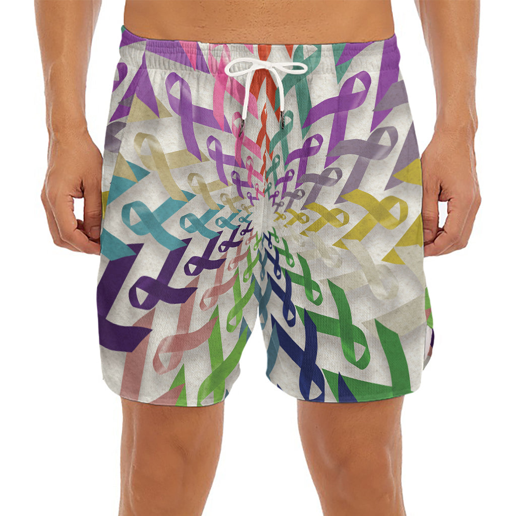 All Cancer Awareness Mandala Print Men's Split Running Shorts