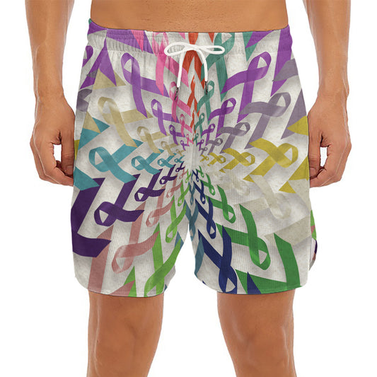 All Cancer Awareness Mandala Print Men's Split Running Shorts