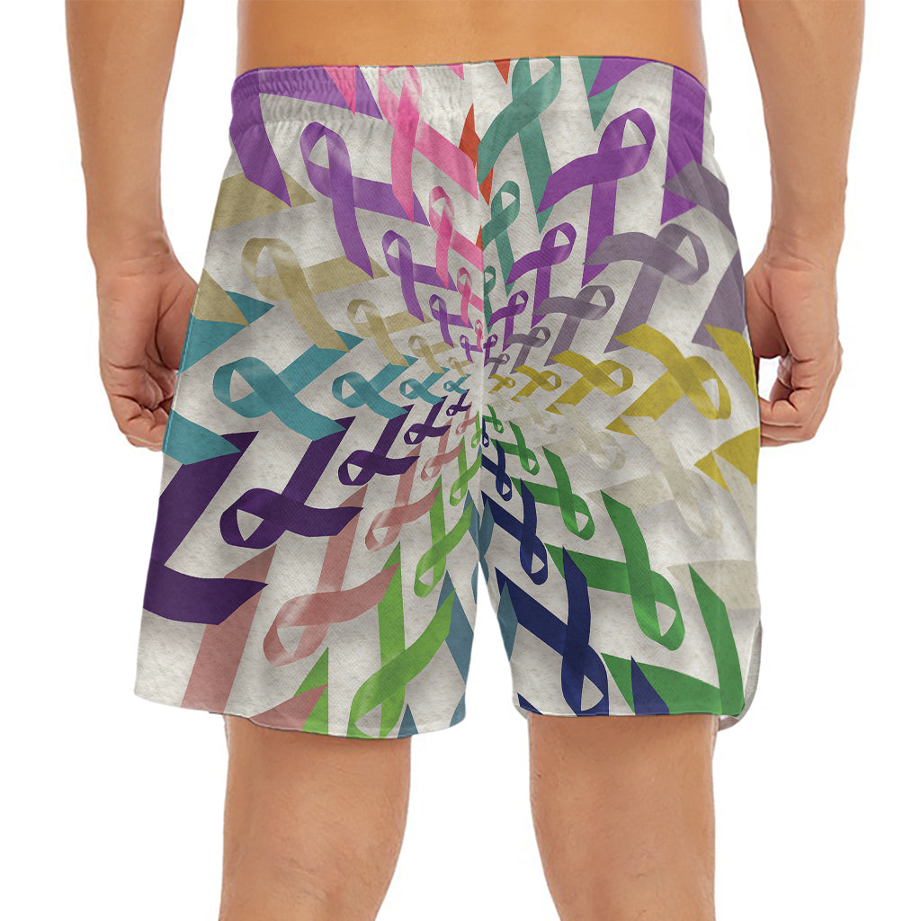 All Cancer Awareness Mandala Print Men's Split Running Shorts
