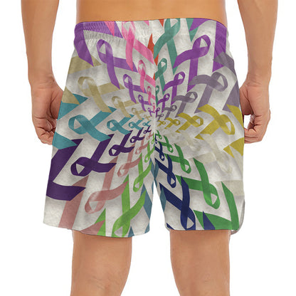 All Cancer Awareness Mandala Print Men's Split Running Shorts