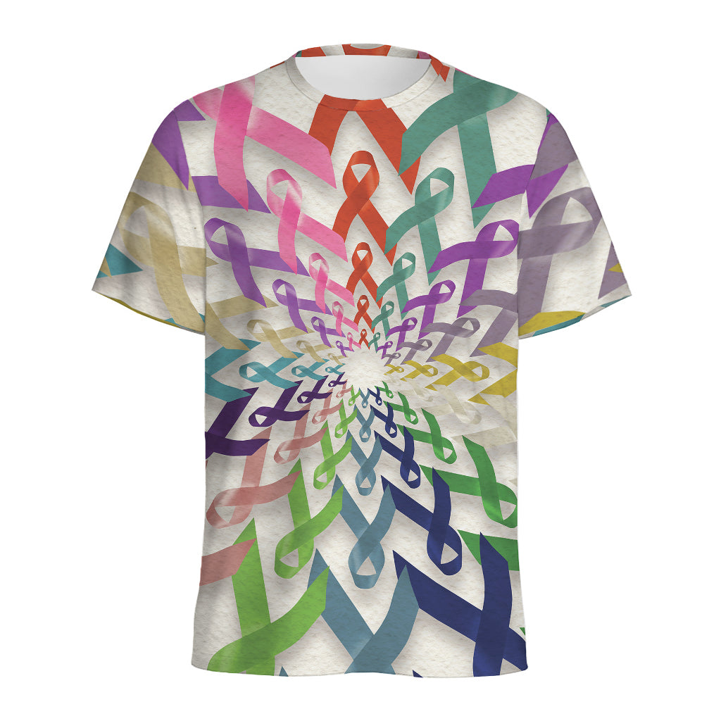 All Cancer Awareness Mandala Print Men's Sports T-Shirt