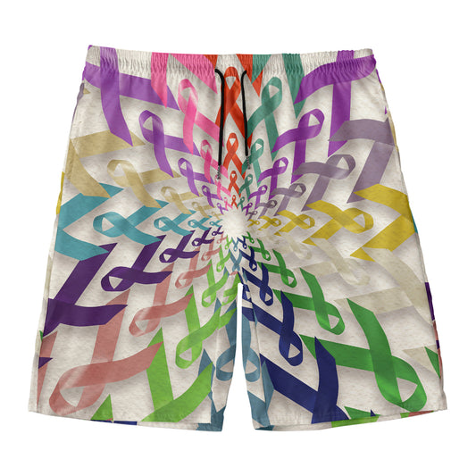 All Cancer Awareness Mandala Print Men's Swim Trunks
