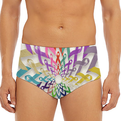 All Cancer Awareness Mandala Print Men's Triangle Swim Briefs