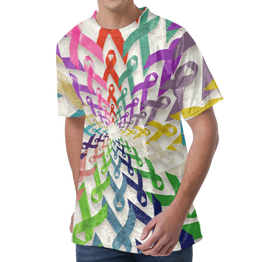 All Cancer Awareness Mandala Print Men's Velvet T-Shirt