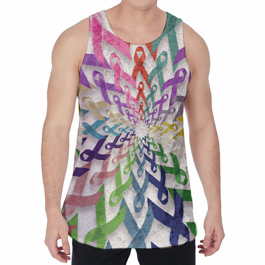 All Cancer Awareness Mandala Print Men's Velvet Tank Top