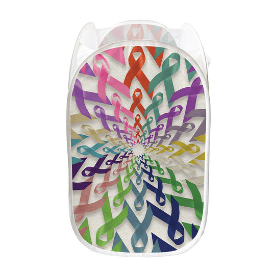 All Cancer Awareness Mandala Print Mesh Laundry Hamper