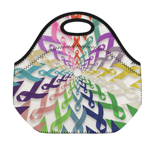 All Cancer Awareness Mandala Print Neoprene Lunch Bag