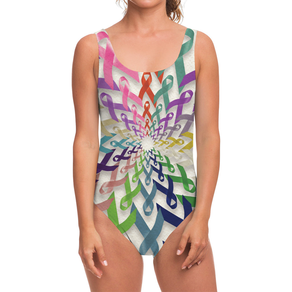 All Cancer Awareness Mandala Print One Piece Swimsuit
