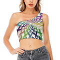 All Cancer Awareness Mandala Print One Shoulder Crop Top