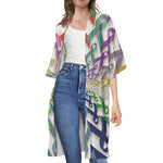 All Cancer Awareness Mandala Print Open Front Beach Cover Up