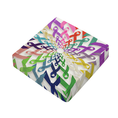 All Cancer Awareness Mandala Print Outdoor Seat Cushion Cover