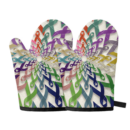 All Cancer Awareness Mandala Print Oven Mitts