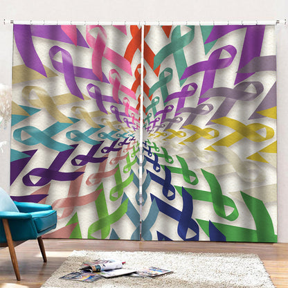 All Cancer Awareness Mandala Print Pencil Pleat Curtains