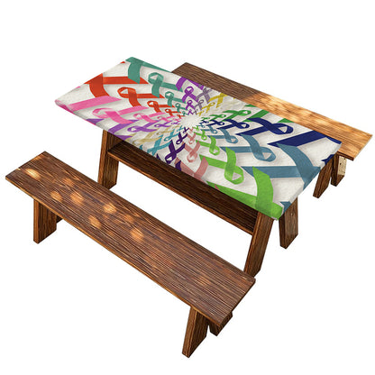 All Cancer Awareness Mandala Print Picnic Table Cover