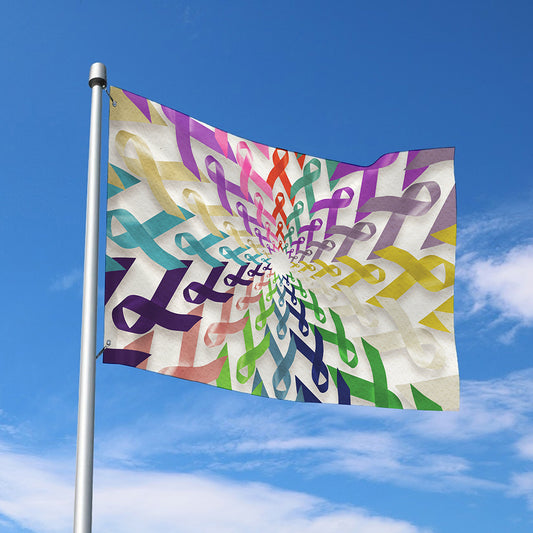 All Cancer Awareness Mandala Print Polyester Flag