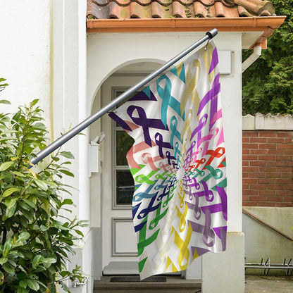 All Cancer Awareness Mandala Print Polyester Flag