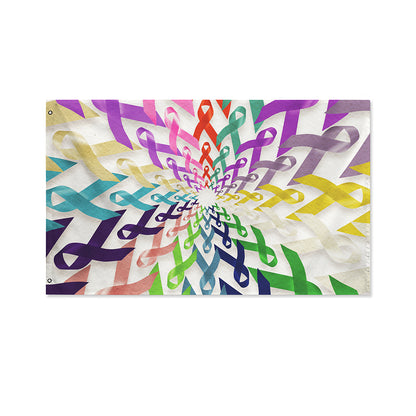 All Cancer Awareness Mandala Print Polyester Flag