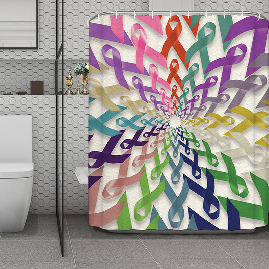 All Cancer Awareness Mandala Print Polyester Shower Curtain
