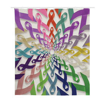 All Cancer Awareness Mandala Print Polyester Shower Curtain