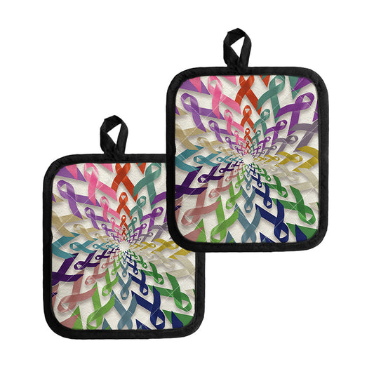 All Cancer Awareness Mandala Print Pot Holders