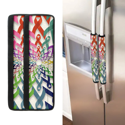 All Cancer Awareness Mandala Print Refrigerator Handle Covers