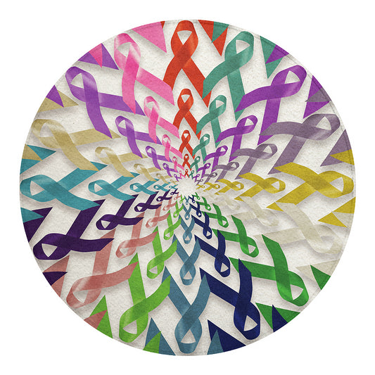 All Cancer Awareness Mandala Print Round Blanket