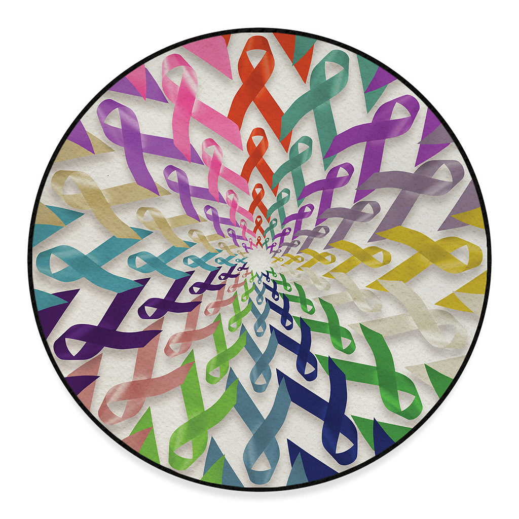 All Cancer Awareness Mandala Print Round Floor Mat