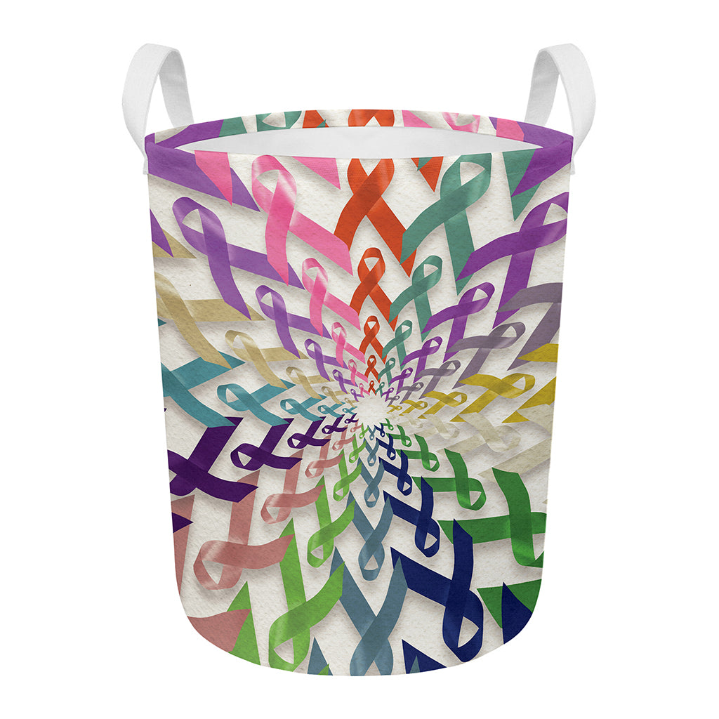 All Cancer Awareness Mandala Print Round Laundry Basket