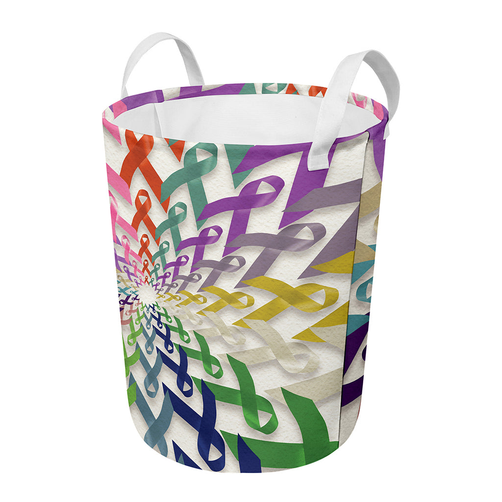 All Cancer Awareness Mandala Print Round Laundry Basket