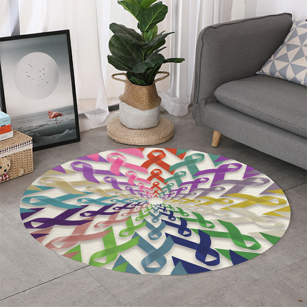 All Cancer Awareness Mandala Print Round Rug
