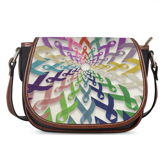 All Cancer Awareness Mandala Print Saddle Bag