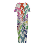 All Cancer Awareness Mandala Print Short Sleeve Long Nightdress