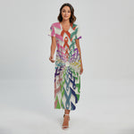 All Cancer Awareness Mandala Print Short Sleeve Maxi Dress