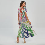 All Cancer Awareness Mandala Print Short Sleeve Maxi Dress