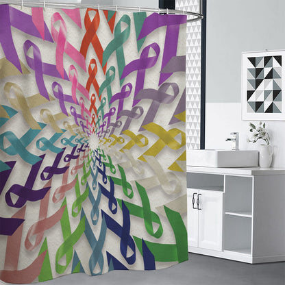 All Cancer Awareness Mandala Print Shower Curtain