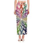 All Cancer Awareness Mandala Print Side Slit Maxi Skirt