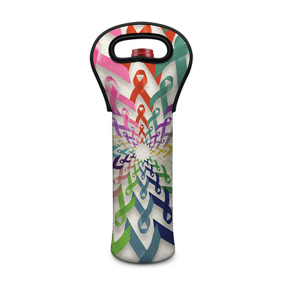 All Cancer Awareness Mandala Print Single Neoprene Wine Tote