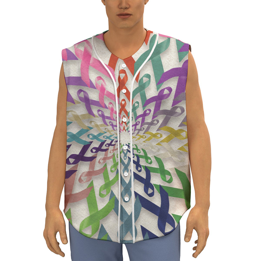 All Cancer Awareness Mandala Print Sleeveless Baseball Jersey